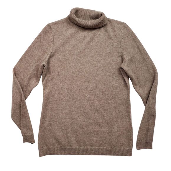 Charter Club Luxury Cashmere Sweater Womens Small Tan Knit Roll Turtle Neck - Picture 1 of 10